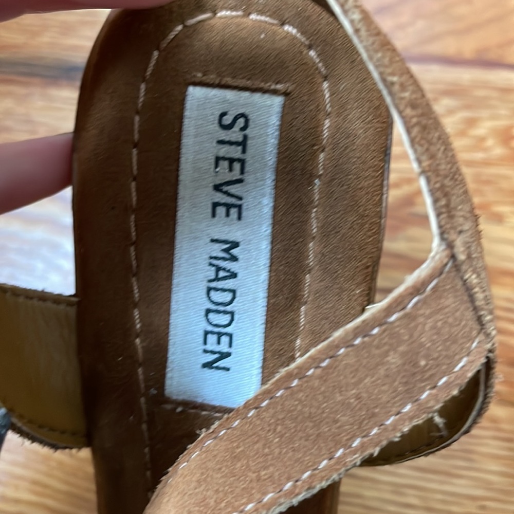 Steven Madden Brown Suede And Leather Block Sanda… - image 6